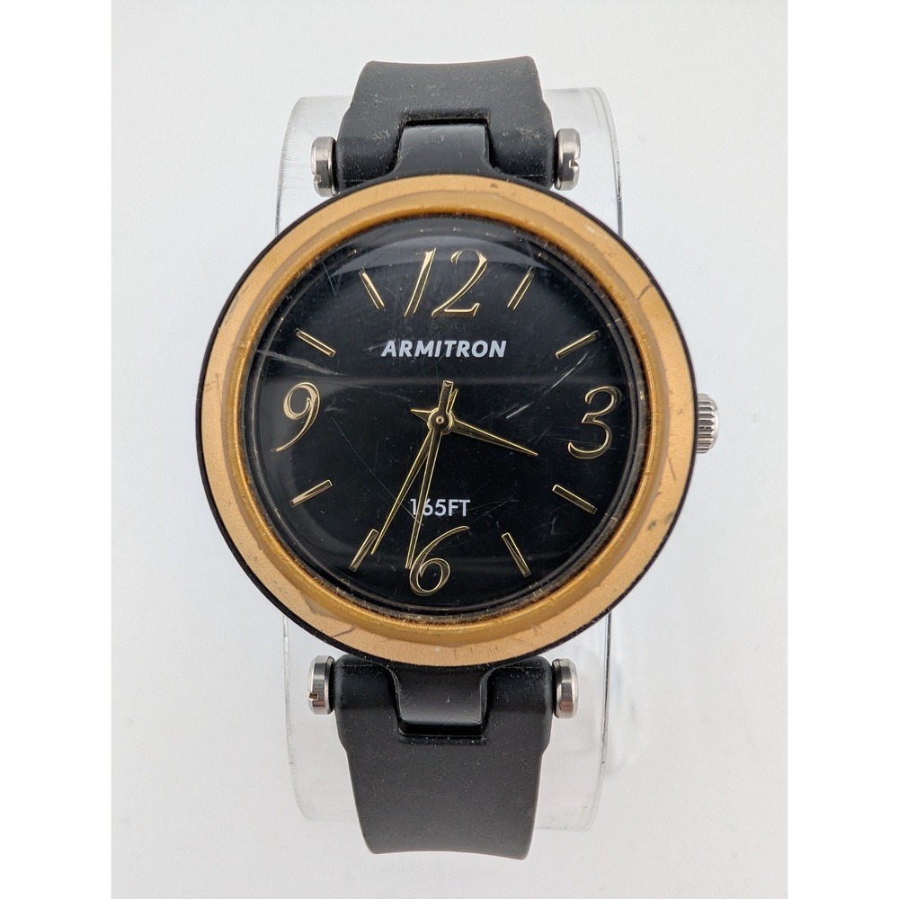 Armitron Pro Sport Watch Women 32mm Case Black Band 25/6442- New Battery